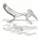 pelican flying and turtle swimming tattoo design idea