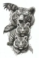 bear cub tiger cub crow tattoo design idea