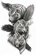 bear cub tiger cub crow tattoo design idea