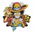 brook from one piece anime tattoo design idea
