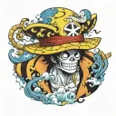 brook from one piece anime tattoo design idea