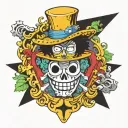 brook from one piece anime tattoo design idea