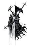 half good half evil reaper full body tattoo design idea