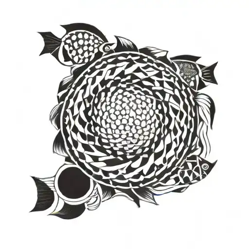fish scales circle border tattoo design idea