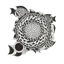 fish scales circle border tattoo design idea