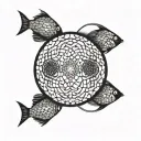 fish scales circle border tattoo design idea