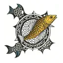 fish scales circle border tattoo design idea