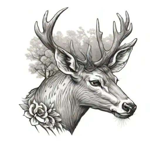 Deer memorial tattoo for dad tattoo design idea