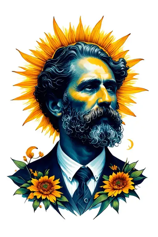 I want in the tattoo with the symbol of my father in which there is a sunshine a month, a shady place but at the same time not one very very tattoo design idea