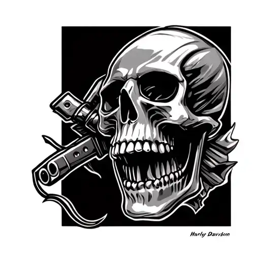 Harley Davidson Skull tattoo design idea