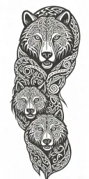 nordic knotwork bear and wolf  tattoo design idea
