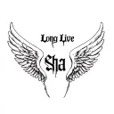 "LONG LIVE SHA" ANGEL WINGS GRAFITTI tattoo design idea