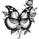 butterflies, infinity, rose intertwined tattoo design idea