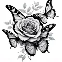 butterflies, infinity, rose intertwined tattoo design idea