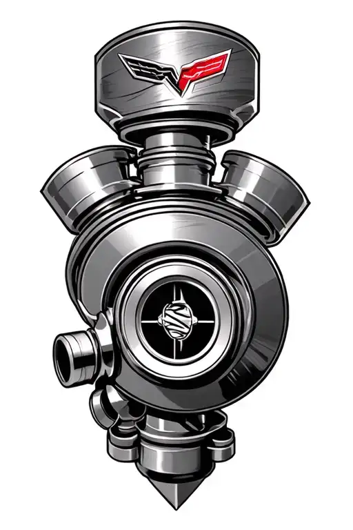 turbocharger,pistons, corvette logo tattoo design idea