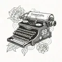 Combine the Schalke 04 logo with a vintage typewriter to symbolize your love for both your favorite football team and your occupation as a clerk tattoo design idea