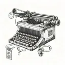 Combine the Schalke 04 logo with a vintage typewriter to symbolize your love for both your favorite football team and your occupation as a clerk tattoo design idea