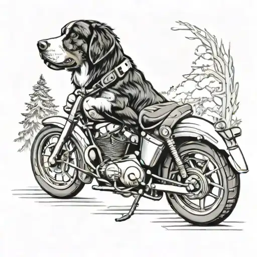 motorcycle, bernese mountain dog tattoo design idea