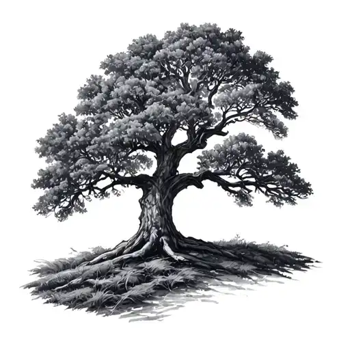 live oak tree tattoo design idea