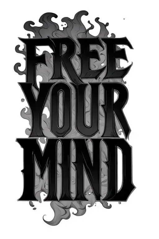 I would like the words "FREE YOUR MIND" as if they were made out of smoke in a straight line  tattoo design idea
