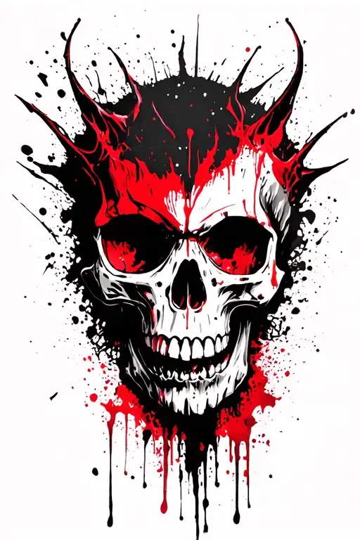 skull and the number of the beast shadowed in darkness tattoo design idea
