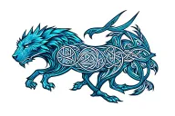 Woad, Briton, Celtic, Swirl, Flow, Etched, Triskelion, Wolf, Boar, Carnyx, Geometric, Tribal tattoo design idea