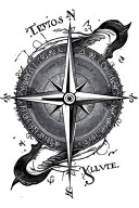 long trips around the world, joy, first love, loss, hurt compass tattoo design idea