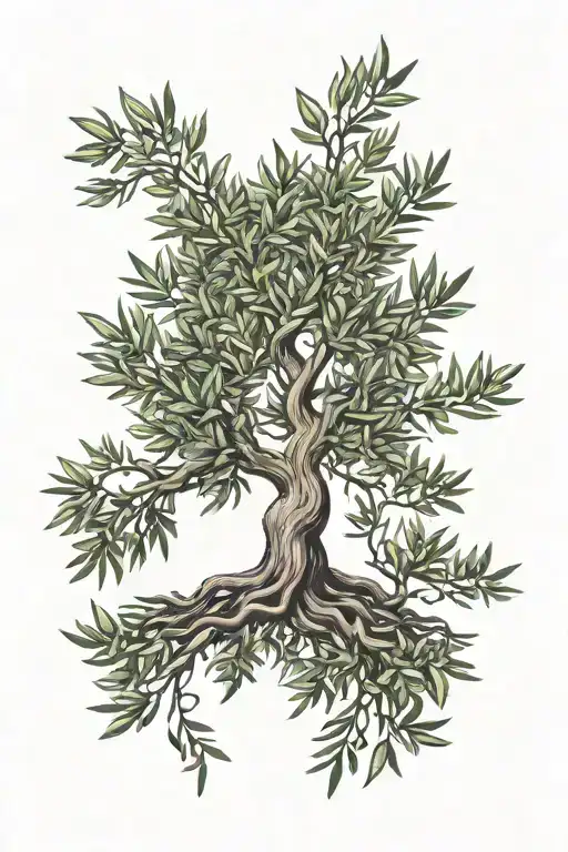 An olive tree with a hidden therapy symbol for a logo of a business  tattoo design idea