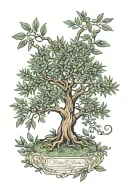 An olive tree with a hidden therapy symbol for a logo of a business  tattoo design idea