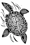 African Christian turtle swimming gracefully tattoo design idea