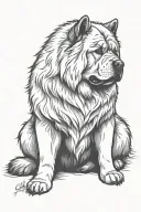 smooth coat chow chow sitting down silhouette tattoo design idea