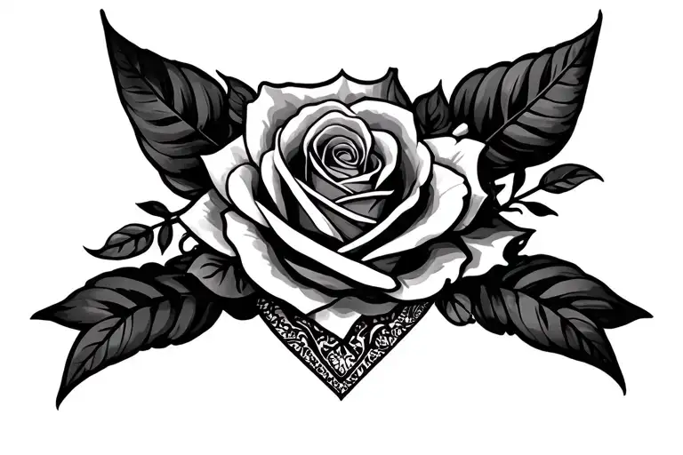 neck tattoo, Alday, Cali, bandana, rose tattoo design idea