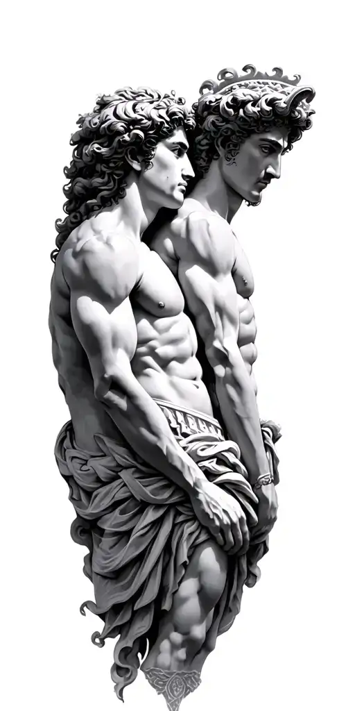 Castor And Pollux greek mythology tattoo design idea