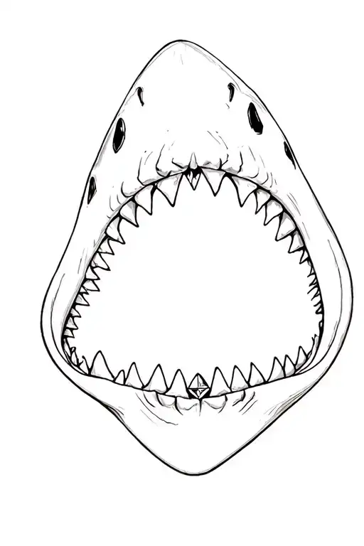 shark jaw open mouth with diamond inside  tattoo design idea