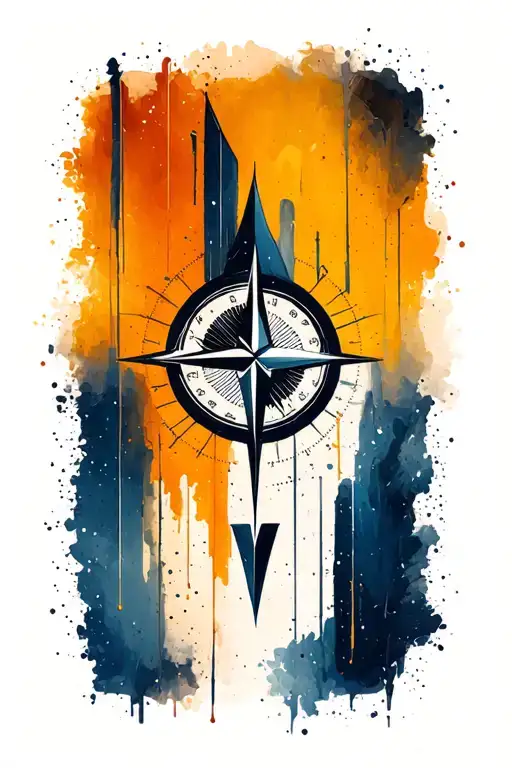 simple compass with long north arrow tattoo design idea