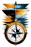 simple compass with long north arrow tattoo design idea