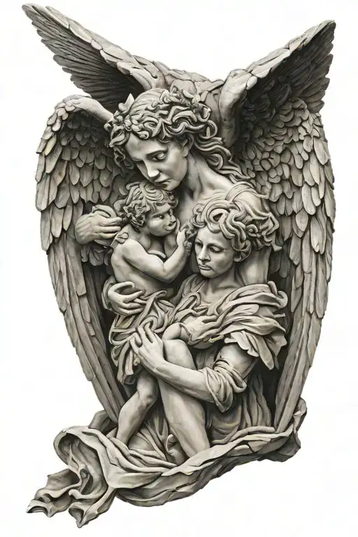 stone angels tattoo design idea