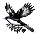 magpie flying tattoo design idea
