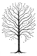 Minimalist tree drawn in the style of electronic circuits tattoo design idea