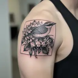 king protea becoming a nest for baby woodland kingfishers  tattoo design idea