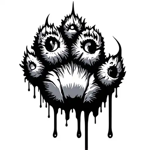 tiger paw with blood dripping tattoo design idea