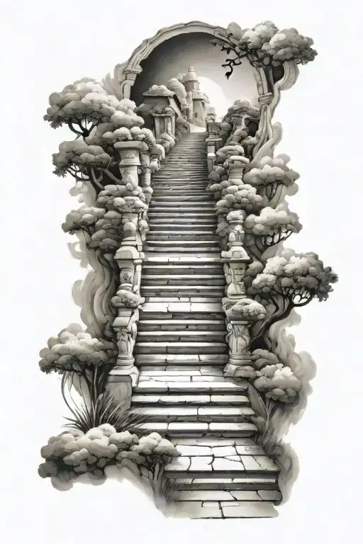 stairs going into heaven tattoo design idea