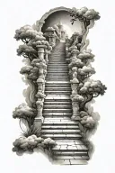 stairs going into heaven tattoo design idea