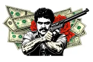 pablo escobar money Cocain and weapon  tattoo design idea