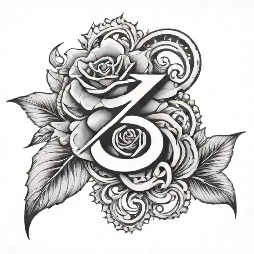 birthday number tattoo design idea