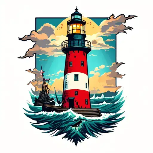Bioshock American trad tattoo lighthouse  tattoo design idea