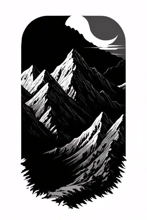 mountain range made tattoo design idea