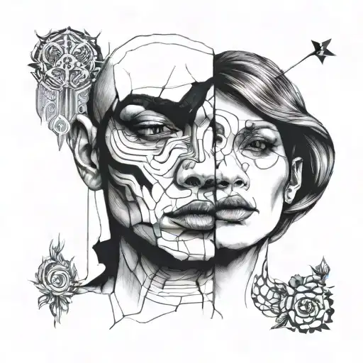 split face tattoo tattoo design idea