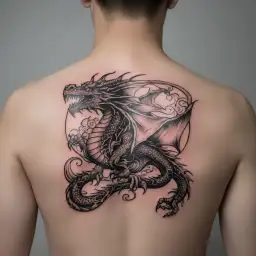 a dragon circling up my arm to the shoulder and up to my traps and on towards the collarbone tattoo design idea