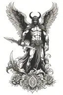 lucifer fallen angel holding a sword tattoo design idea